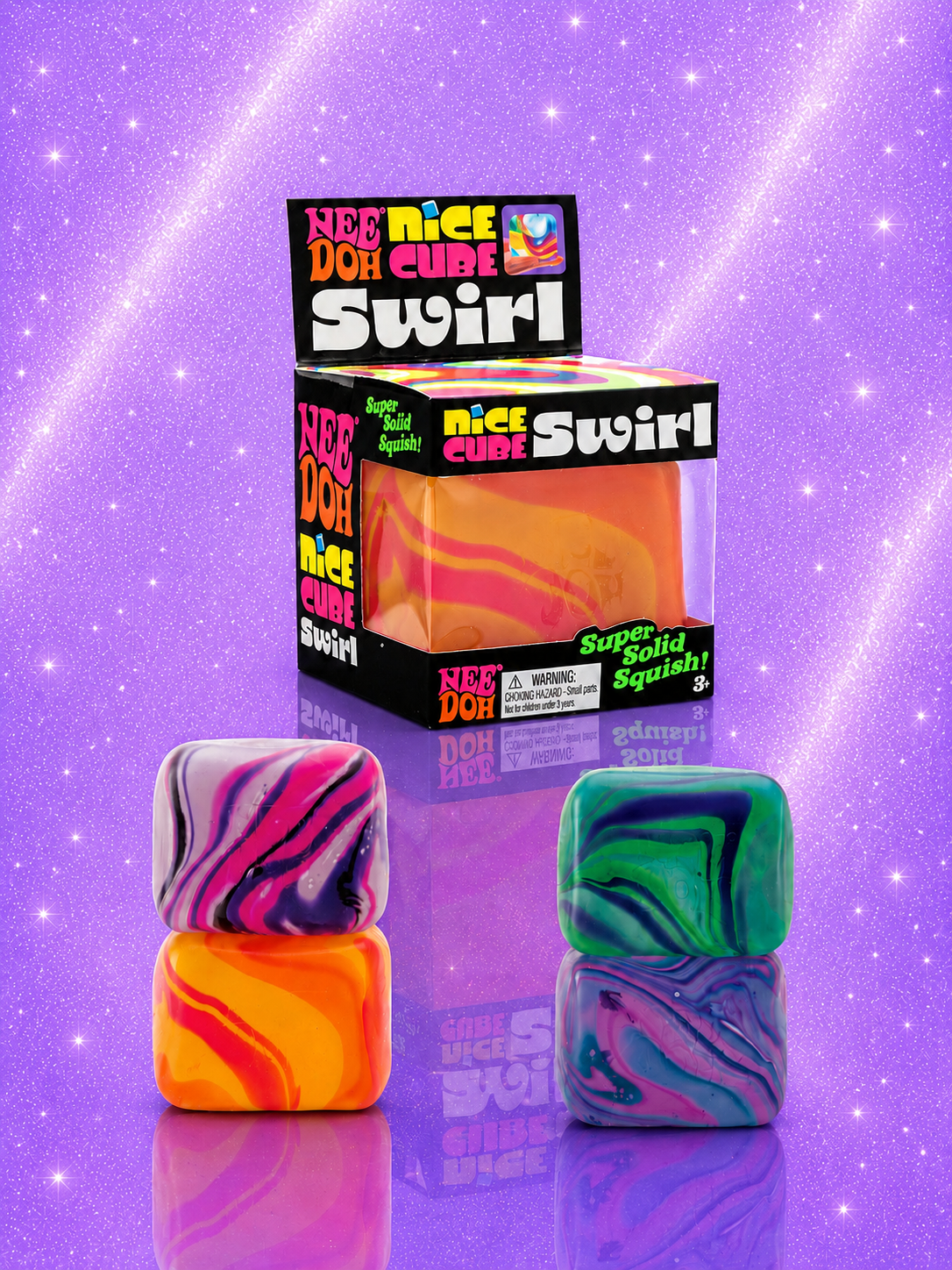 Original NeeDoh Nice Cube Swirl (Qty:1 Assorted Colors)
